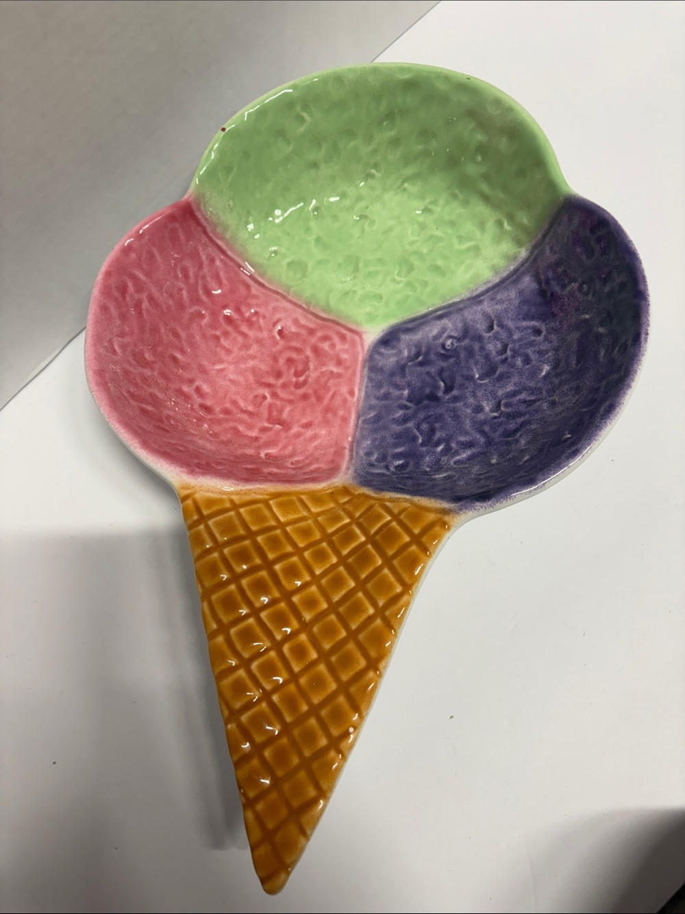 VTG Italian Ceramic Ice Cream Cone Platter 15" Hand Painted Made in ITALY